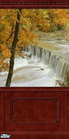 Sims 2 — Autums Falls Mural 2 by tamlfra — I have a small 3 panel mural, that has alternate ends with curtains. Preview