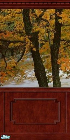 Sims 2 — Autums Falls Mural 1 by tamlfra — I have a small 3 panel mural, that has alternate ends with curtains. Preview