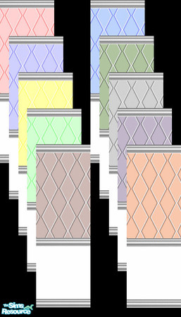 Sims 2 — Diamond Wall Tiles (Set 1: Pastel) by shadow66 — This is a set of 10 pastel coloured wall tiles (Pink, Lilac,