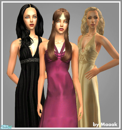 Sims 2 — Maaak Fashion set no. 29 by Maaak — Set of 3 elegant dresses, and 1 new mesh.