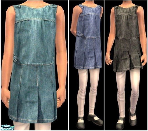 Sims 2 — JPcfdaily6 by juttaponath — Denim dress with tights for girls. No mesh or expansion pack required.