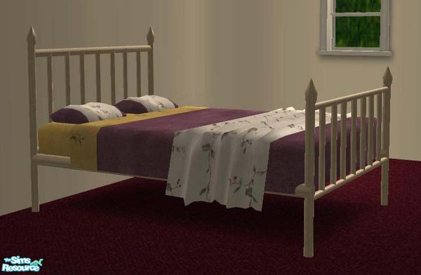 Sims 2 — TC78 Romantic Bedroom - Bed by DiamondSim — Light colored wood bedframe. 