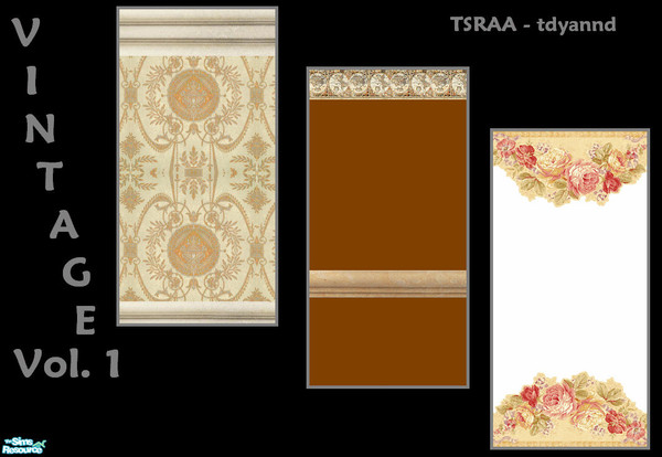 Sims 2 — Vintage Vol. 1 by tdyannd — ...a set of three Vintage WallPapers.