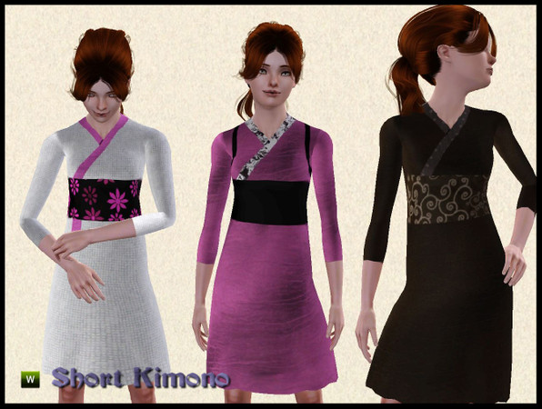 Sims 3 — Short Kimonos by ProwlerTylo — Short Kimono Inspired Outfit for Adult Females. The outfit also works well for