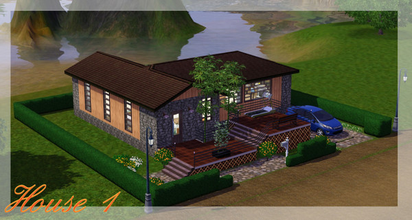 Sims 3 — House 01 by Laude_Evans — Modern House. For a small family. 2 Bedrooms, 1 bathroom, livingroom and kitchen.