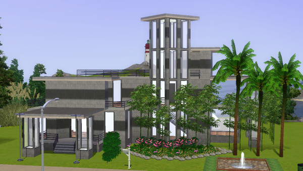 Sims 3 — Level Up Home by kikoklon — Modern house in futuristic style. First Floor: 2 small bedrooms, Living room and