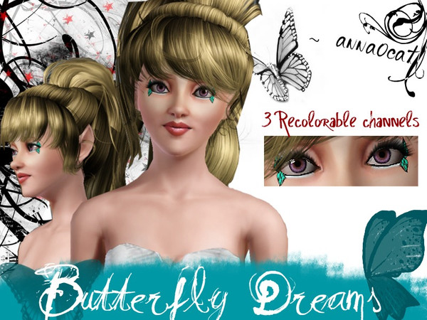 Sims 3 — Butterfly Dreams by GorePrincess — ~~ Butterfly Dreams ~~ A beautiful and mystical eyeshadow! * 3 Recolorable