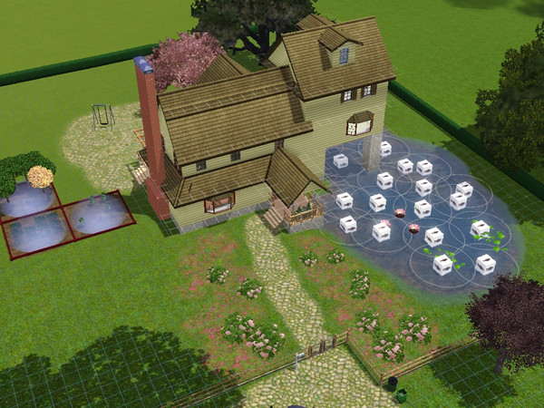 Sims 3 — sunny day 2br by Valche — 3 storie farm home with a large lake and vegtable patch ground floor has open plan