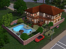 Sims 3 — Cute Family House v2 *Free Version* by EleoneChan2 — Protected by a high wall and a gate activated only by voice