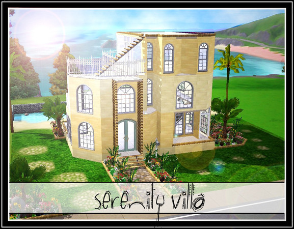 Sims 3 — Serenity Villa by Bugab00 — A beautiful villa with the view of both the ocean and several lush gardens. There