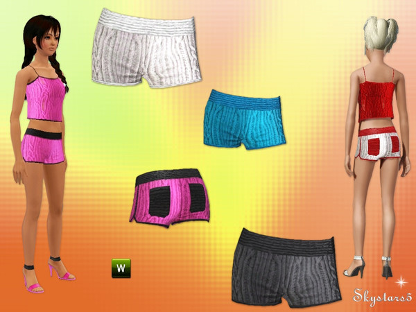 Sims 3 — Knit Shorts by skystars5 — Softly knitted shorts in 5 variations and two re-colorable areas.