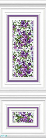 Sims 2 — jsf2WPFW3Pansies - 0 by jsf — White, fully wainscoted panels hold pansy bouquets in purples, pinks, and