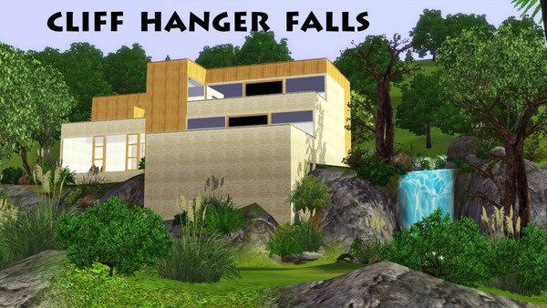 Sims 3 — Cliff hanger falls by jaedub2 — Cliff hanger falls.This is a beautiful modern style home featuring a waterfall