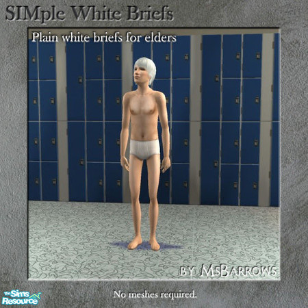 Sims 2 — SIMple White Briefs - Elder by MsBarrows — Plain white briefs for elders (regular slouchy body shape). No mesh