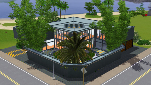 Sims 3 — Modern beach house by freudgato — I built this house on a corner lot in Sunset Valley. It has two floors. On the