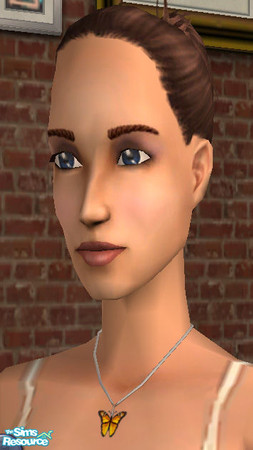 Sims 2 — Orange Butterfly Necklace by lizholsimer — Orange butterfly necklace.