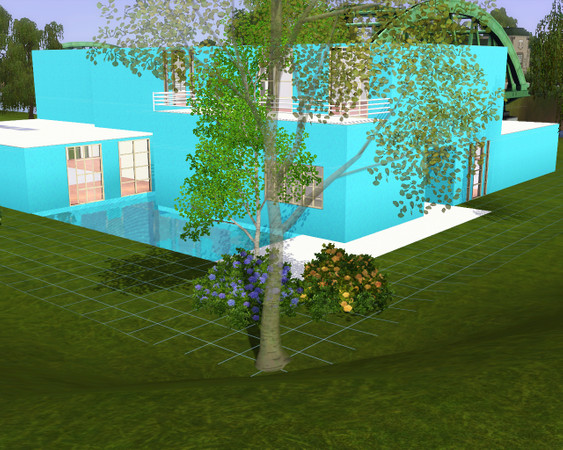 Sims 3 — Turquoise blue by int19822 — Turquoise blue 40x40 Angela: Liams Corner Buildset 1x1 Glass Floor LIT Shiftable