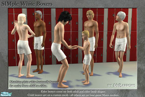 Sims 2 — SIMple White Boxers by MsBarrows — A matching set of plain white button-fly boxers for all ages from child to