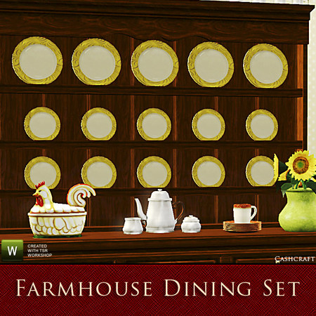 Sims 3 — Farmhouse Dinner Plates by Cashcraft — Basic porcelain dinner plates for casual family dining. Plates for dining