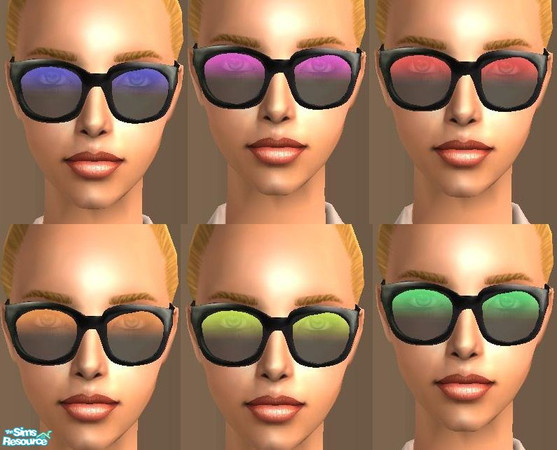 Sims 2 — Retro Glam Glasses by TheNinthWave — For Adult Females. Included is the mesh plus the recolors needed to see the