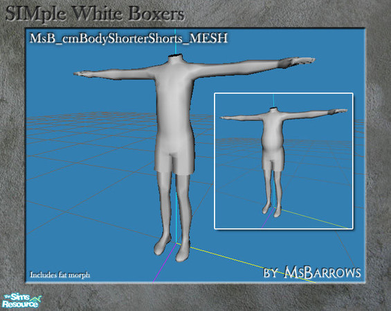 Sims 2 — MsB_cmBodyShorterShorts_MESH by MsBarrows — A custom mesh for children featuring boxer-length shorts. Includes