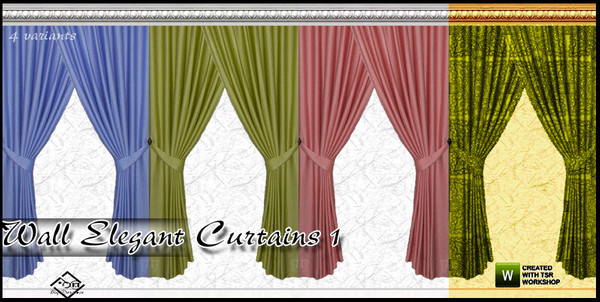 Sims 3 — Wall Elegant Curtains 1 by Devirose — By Devirose TSRSA-Curtain Slim Elegant in 4 variants