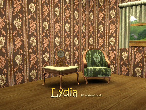 Sims 3 — Lydia by MB by matomibotaki — Floral pattern in dark blue, red and light yellow, 3 channel, to find under