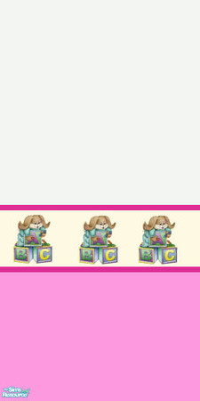 Sims 2 — abc set - Abc Border2 by skinflin — soft pastel pink wall with abc border and mofit.