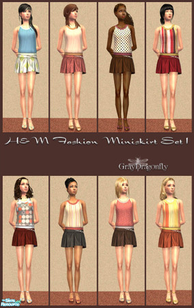 Sims 2 — H&M Fashion Teen Miniskirt - Set 1 by GrayDragonfly — First part of a two part set. This set includes 8