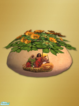 Sims 2 — Africa Clay Plant Pot - Mesh by Shakeshaft — Part of a room set with an African feel, set includes Armchair and