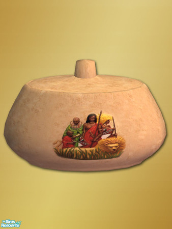Sims 2 — Africa Clay Pot - Mesh by Shakeshaft — Part of a room set with an African feel, set includes Armchair and