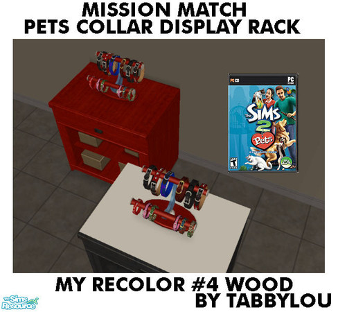 Sims 2 — TL - MMPetsCollarDisplayRack Recolor04Wd by TabbyLou — My Recolor #4 Wood Recolor of the Collar Connection
