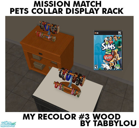 Sims 2 — TL - MMPetsCollarDisplayRack Recolor03Wd by TabbyLou — My Recolor #3 Wood Recolor of the Collar Connection