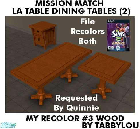 Sims 2 — TL - MMLaTableSquareDiningTable Recolor03Wd by TabbyLou — My Recolor #3 Wood Recolor of the La Table Square