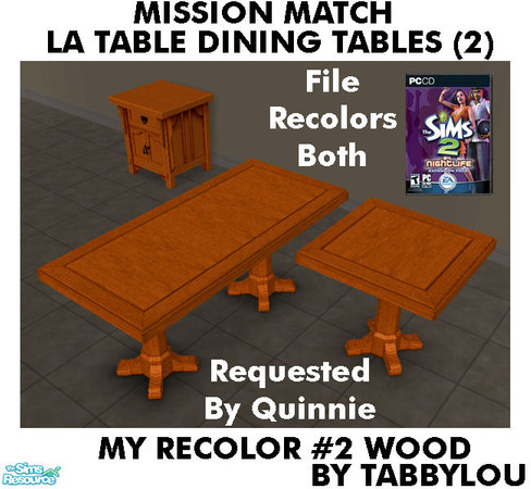 Sims 2 — TL - MMLaTableSquareDiningTable Recolor02Wd by TabbyLou — My Recolor #2 Wood Recolor of the La Table Square