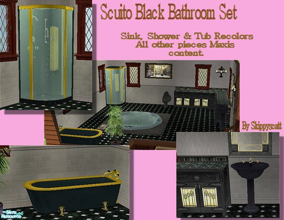 Sims 2 — Scuito Black Bathroom Set by skippyscatt — For my sister who wanted a black pedistal sink for her NCIS Sim\'s