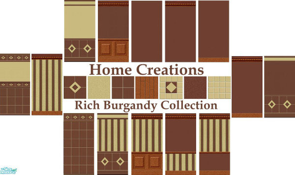 Sims 2 — Home Creations Rich Burgandy Collection by Maegen — Home Creations is proud to introduce a new line of floor and