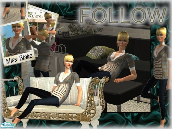 Sims 2 — Follow...  Miss Blake by kibanahnah — From a set of casual but elegant outfit. High heels,skinny jeans, silky