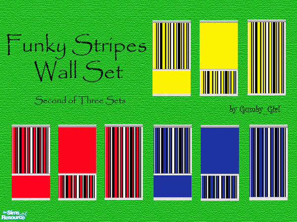 Sims 2 — Funky Stripes Wall Set 2 by Gumby_Girl — Part 2 of the Funky stripes wall sets of striped wallpapers in cool