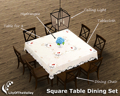 The Sims Resource Square Table Dining Set, How Big Square Table To Seat 8