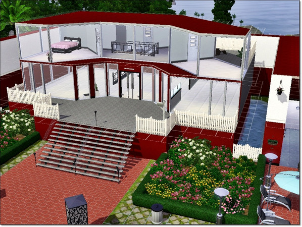 Sims 3 — Red and White Modern House by capshunica2 — A new house for you. Enjoy!