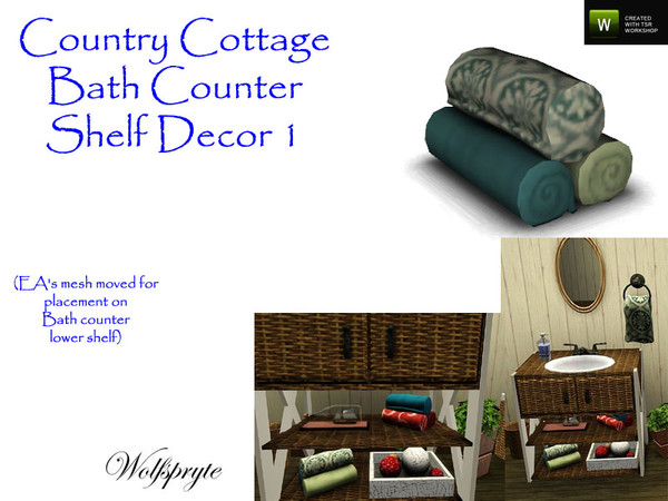 Sims 3 — Country Cottage Bath Counter Shelf Decor 1 by wolfspryte — part of the Country Cottage Collection - EA towels