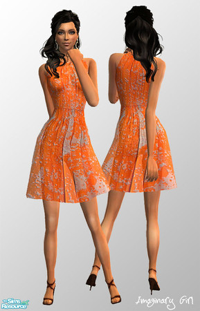 Sims 2 — J.Saunders orange dress by Imaginary Boutique — :)