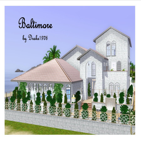 Sims 3 — Baltimore by Drake19762 — Three bedroomed home with outdoor sauna and barbecue area. Water garden and Indoor