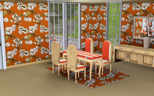 Sims 3 — marcorse_wreathed hearts pattern by marcorse — Heart shaped wreaths of white flowers interlaced on an old-gold