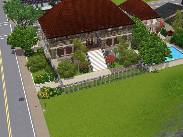 Sims 3 — Bella e Luminosa by kimberlycolleen — Large Italian style home with huge front porch, wide archs and windows, 4