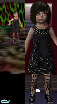 The Sims Resource - 2 Polkadot Dresses - Black And White