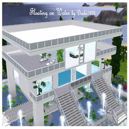 Sims 3 — Floating on water by Drake19762 — Fully furnished home completely surrounded by water. Home has 1 bedroom, 2
