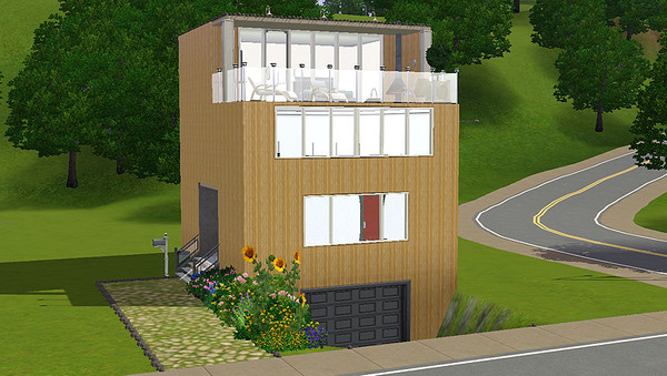Sims 3 — Wood Tower by shinseina — Plain on the outside, gorgeous on the inside. Wood Tower has been designed after a