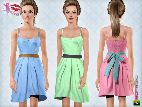 Sims 3 — Cleo High Fashion - Long Vintage Dress by Cleotopia — A beautiful vintage style dress with a bow on the back.